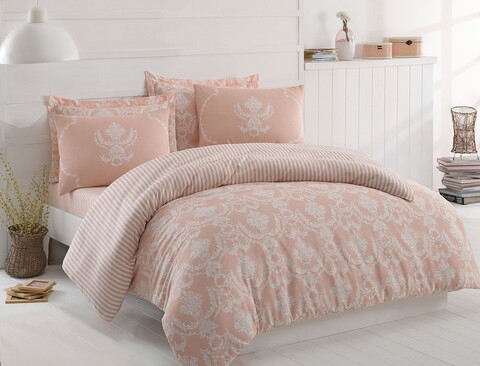 Lenjerie de pat dubla 3 piese, Pure - Powder, EnLora Home, 65% bumbac/35% poliester