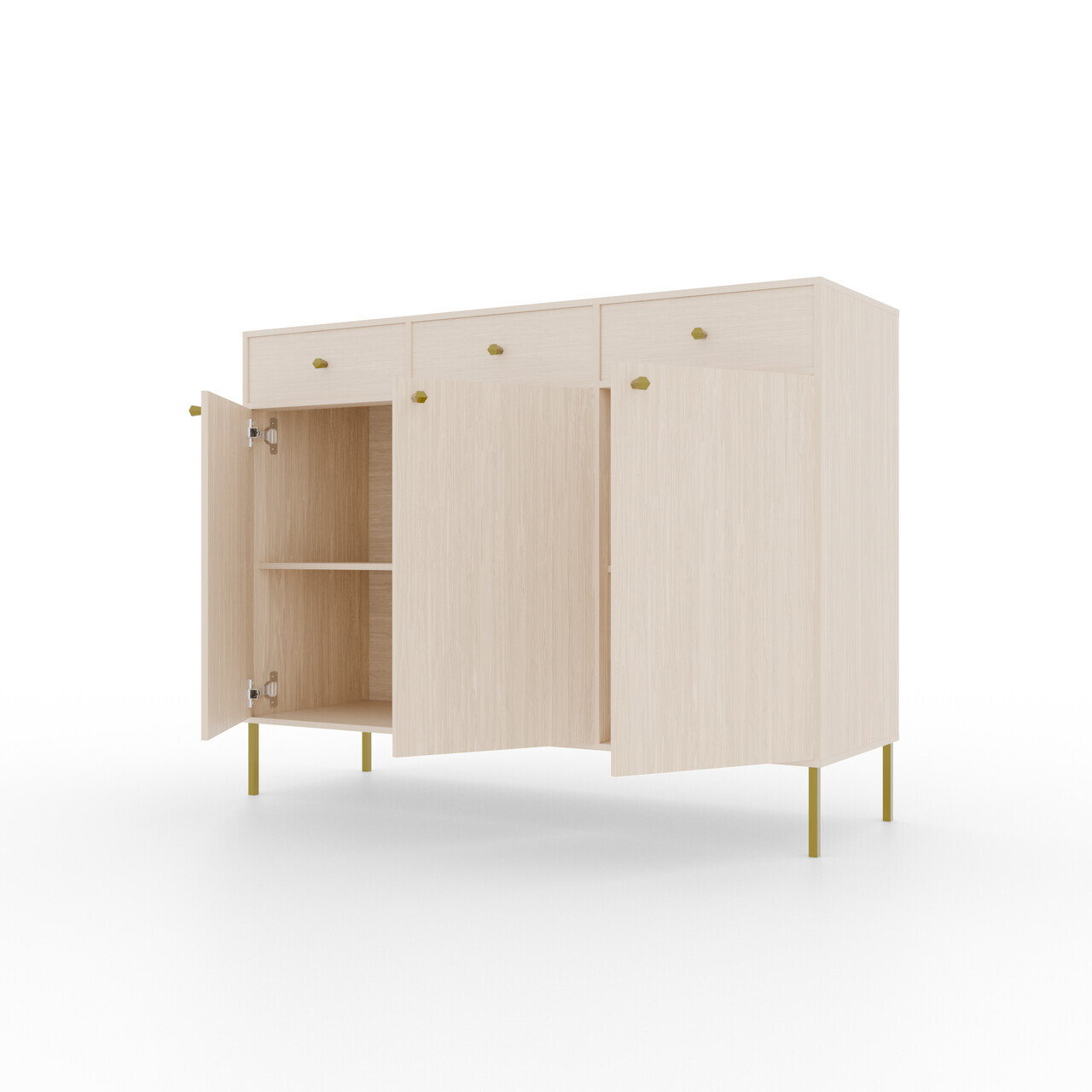 Comoda ADRK, Tili 3D 3S, 124.5x40.8x95 cm, PAL laminat, bej — imaginea 4