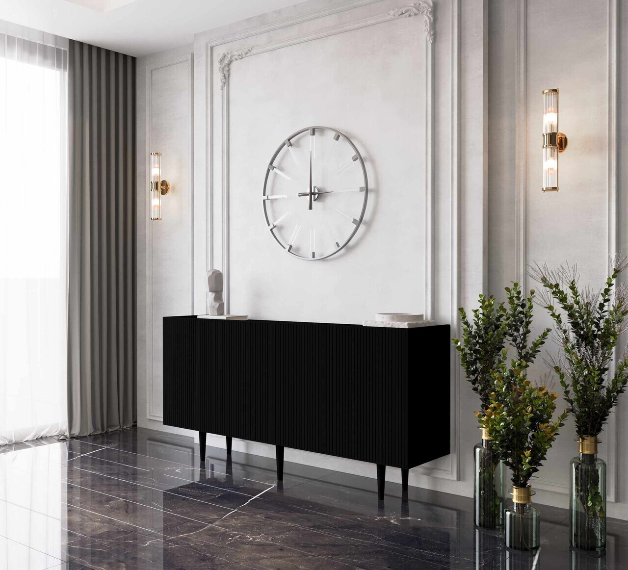 Consola, Hanah Home, Capella 140, 140x60x40 cm, MDF, Negru - view 2