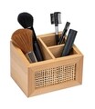 Cutie depozitare cu 3 compartimente, Wenko, Allegre, 12 x 8.5 x 9 cm, bambus/ratan, natur