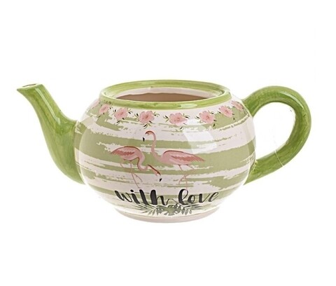 Ghiveci din ceramica Teapot 2, InArt, 27 x 16,5 x 11 cm, ceramica, multicolor