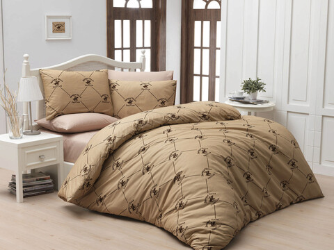 Lenjerie de pat pentru o persoana (se), bhpc 006 - beige, beverly hills polo club, bumbac ranforce