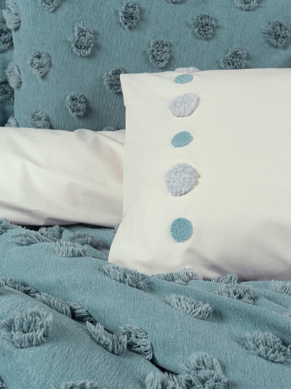 Set lenjerie de pat si cuvertura dubla, Aldo - Mint, Cotton Box, Bumbac