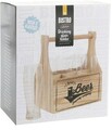 Set 6 pahare pentru bere cu suport, 400 ml, 6.7x18 cm, sticla/lemn