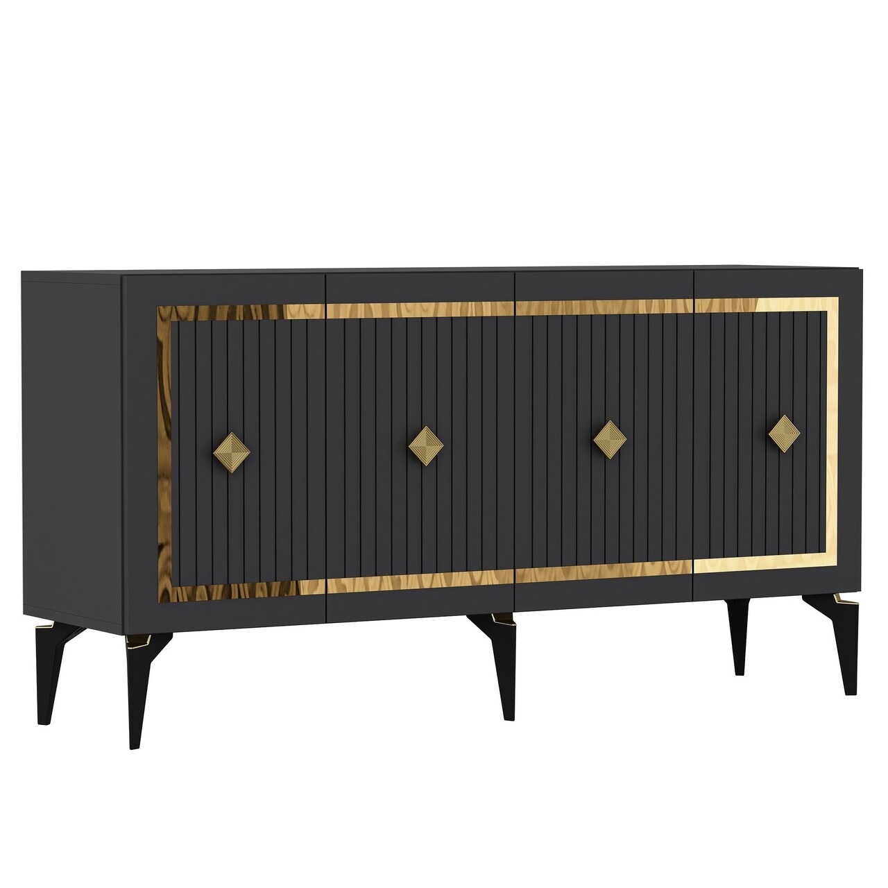 Consola, Hanah Home, Nova, 150x79x40 cm, PAL , Antracit / Aur - view 6