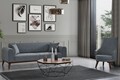Canapea extensibila cu 3 locuri, Artie, 560ARE2907, Lemn de fag / PAL, Gri deschis