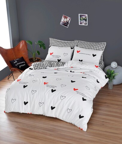 Lenjerie de pat dubla, avana - white, enlora home, bumbac ranforce