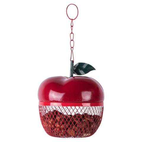 Hranitor pentru pasari, Esschert, Apple, 12.6 x 12.6 x 14.5 cm, polirasina/otel moale, rosu Esschert Design