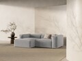 Coltar stanga 2 locuri, Bergamo, Cosmopolitan Design, 244x152x70 cm, tesatura structurata, gri deschis