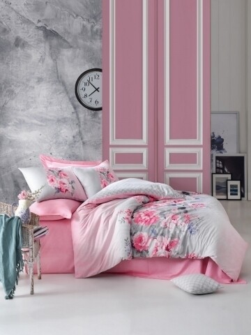 Lenjerie de pat single Fiona, Cotton Box, 3 piese, 160 x 240 cm, 100% bumbac ranforce, multicolora