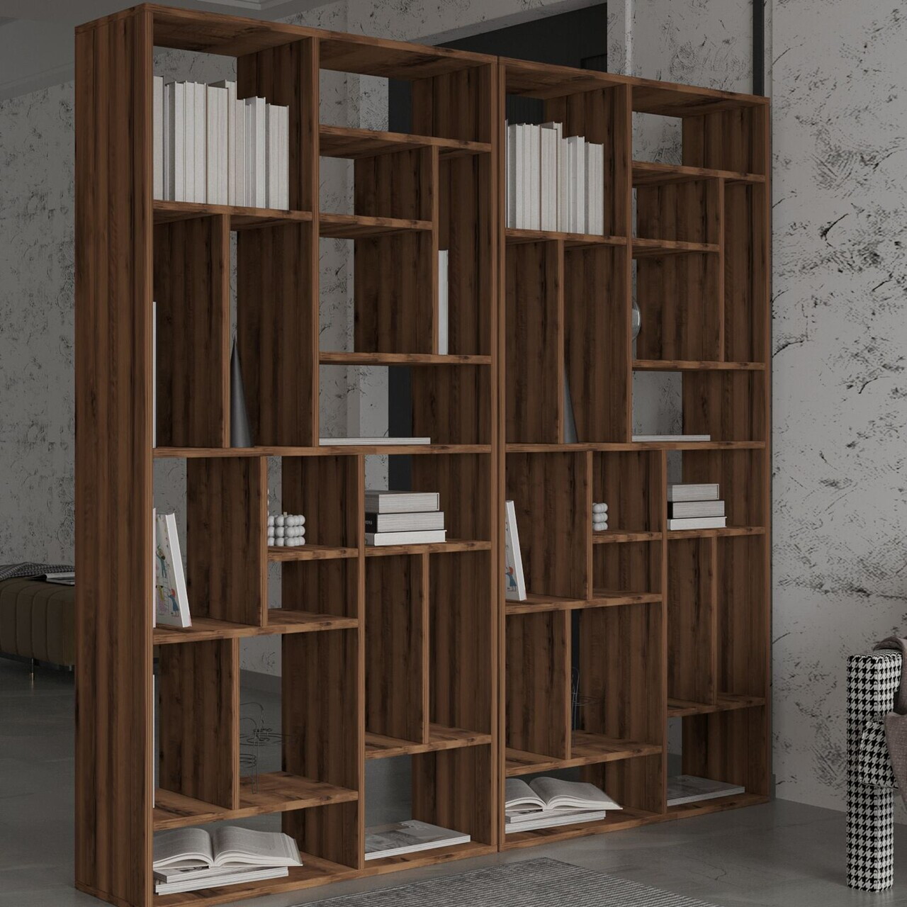 Corp biblioteca, Hanah Home, Nicola, 90x180x30 cm, PAL, Nuc antic — imaginea 4