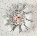 Set 2 cesti cu farfurie pentru cafea, Nonna Rosa v2, Brandani, 14x6.5 cm, portelan