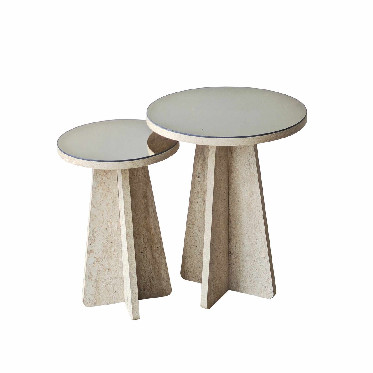 Set masute 2 piese, Hanah Home, Luna, PAL, Travertine / Bronze - imagine 7