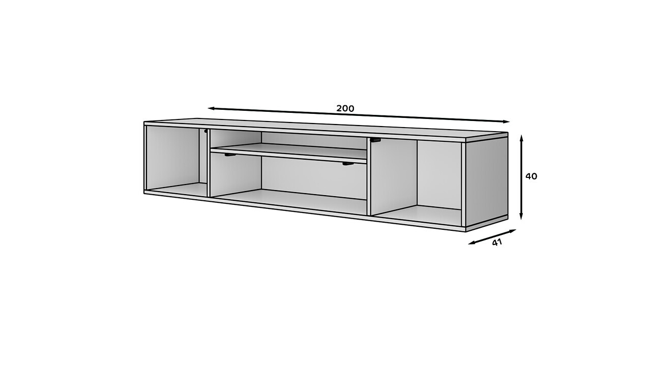 Comoda TV ADRK, Femur, 200x41x40 cm, PAL laminat, alb — imaginea 8