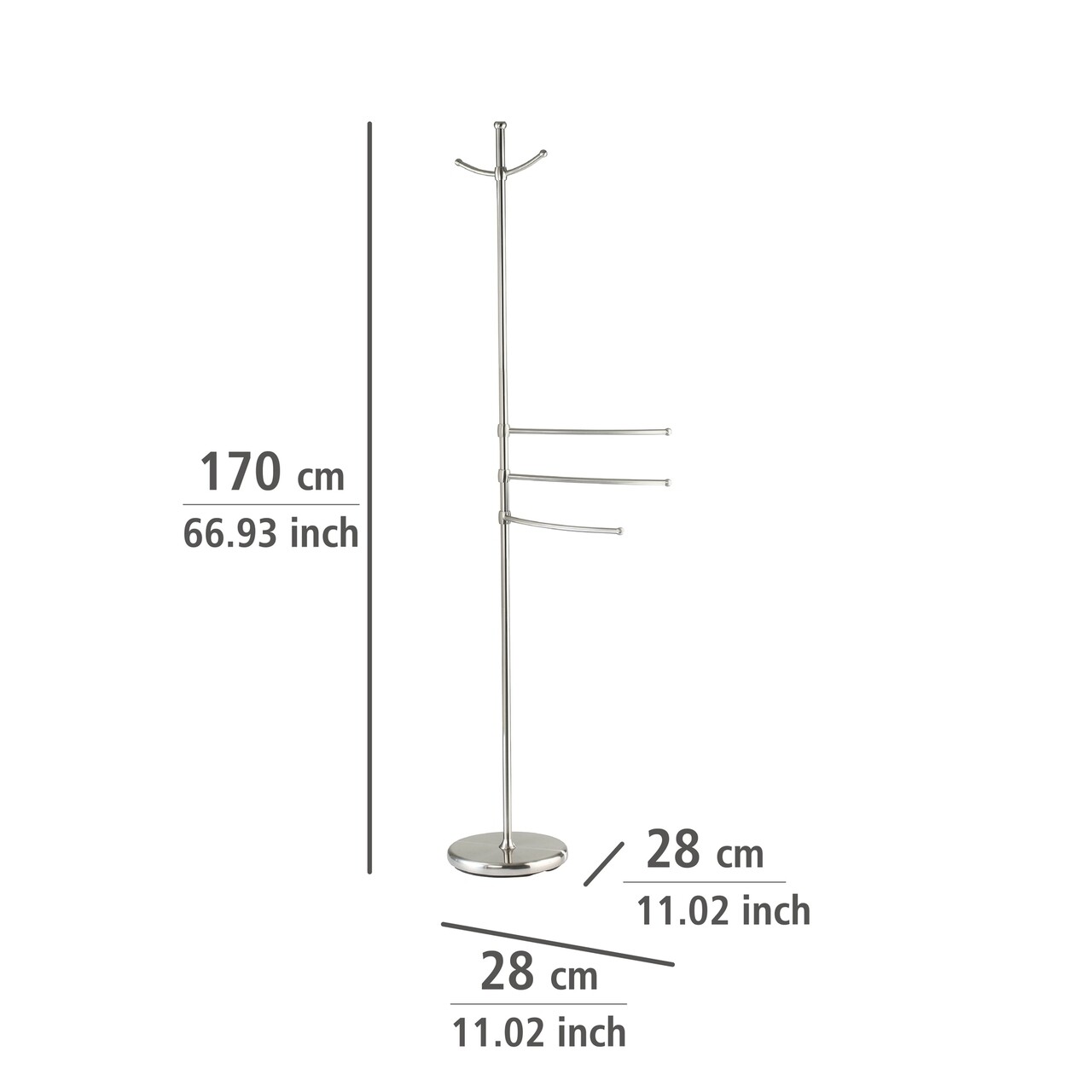 Suport pentru prosoape / haine, Wenk, Adiamo, 28 x 170 cm, inox