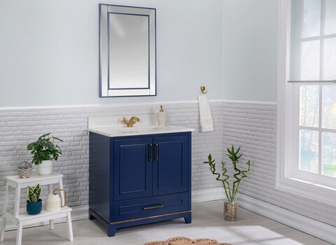 Set mobilier de baie (2 piese), jussara, ontario 30, albastru inchis