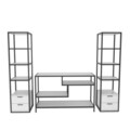 Comoda TV, Retricy, Robbins, 198x39x160 cm, PAL, Alb/Negru