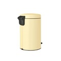 Cos de gunoi cu pedala, Brabantia, NewIcon Mellow Yellow, 12 L, 33.8x25.1x41.1 cm, otel, galben pastel