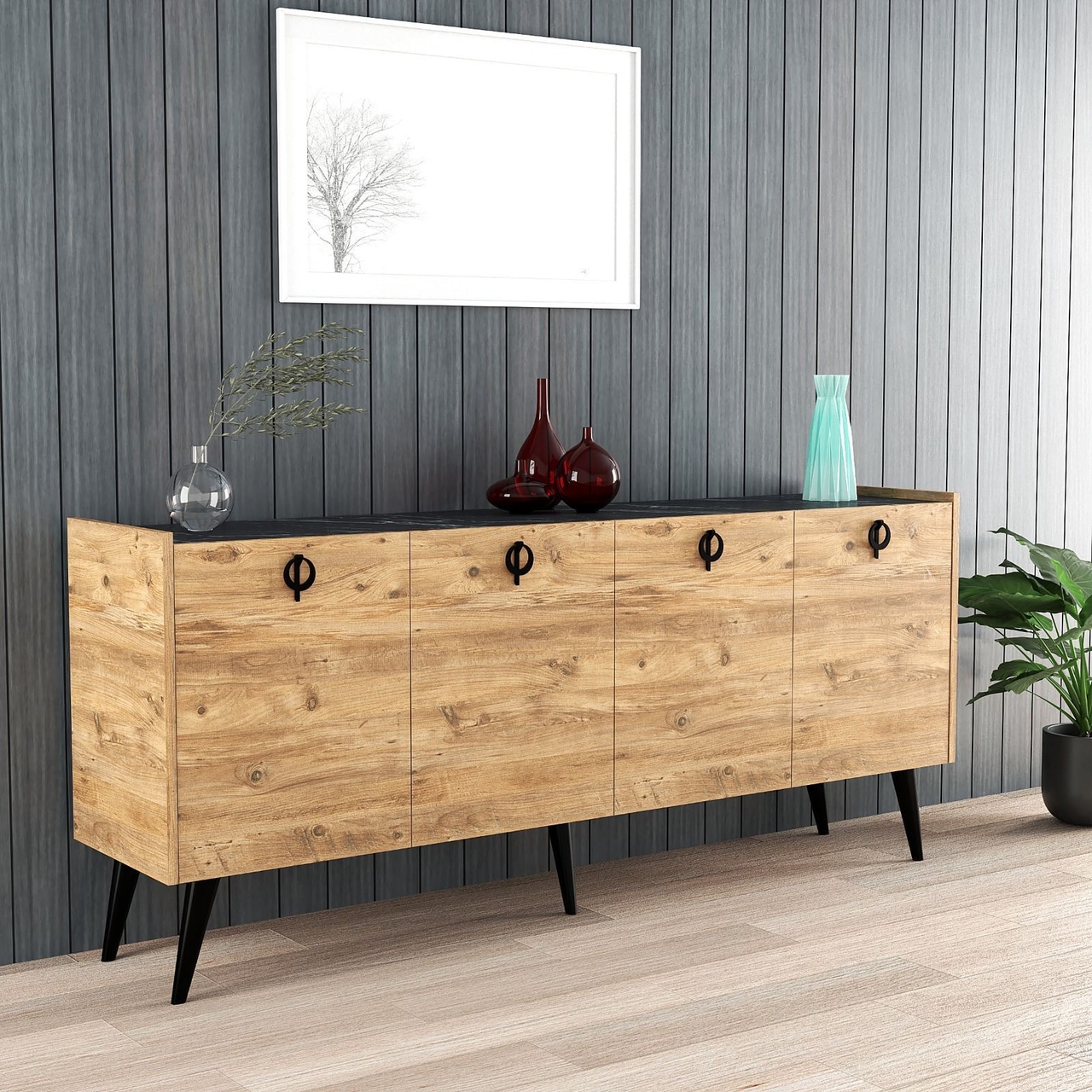Consola, Hanah Home, Kaya, 180x79x40 cm, Maro