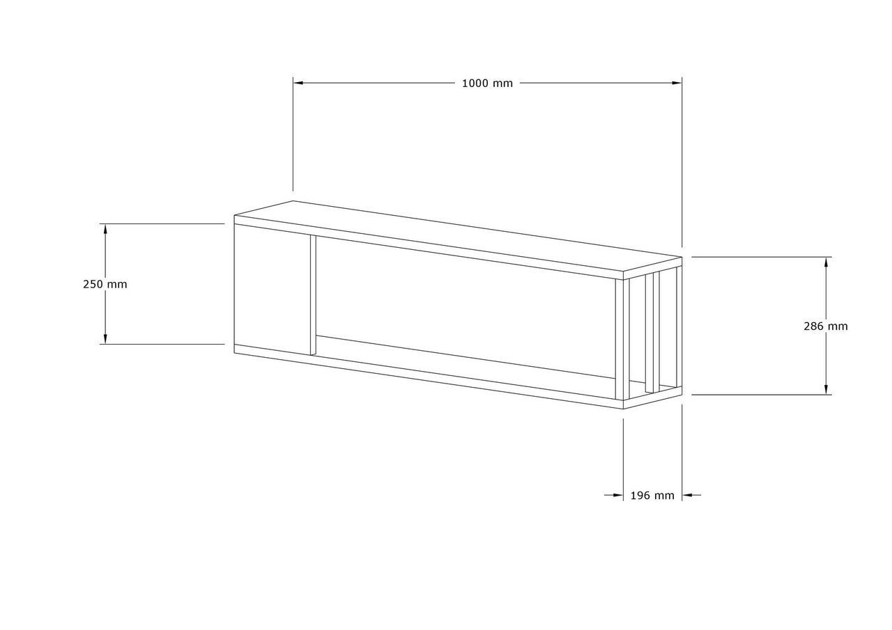 Raft de perete, Asse Home, Meedo , 100x29x20 cm, Pin Atlantic / Antracit