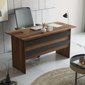 Set mobilier pentru camera de studiu, 5 piese, Locelso, VO15 - BA, pal melaminat, maro/antracit