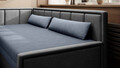 Canapea extensibila brat stanga 3 locuri, ELTAP, Fulgeo, 214x82x77 cm, lemn/catifea din poliester, albastru inchis/gri