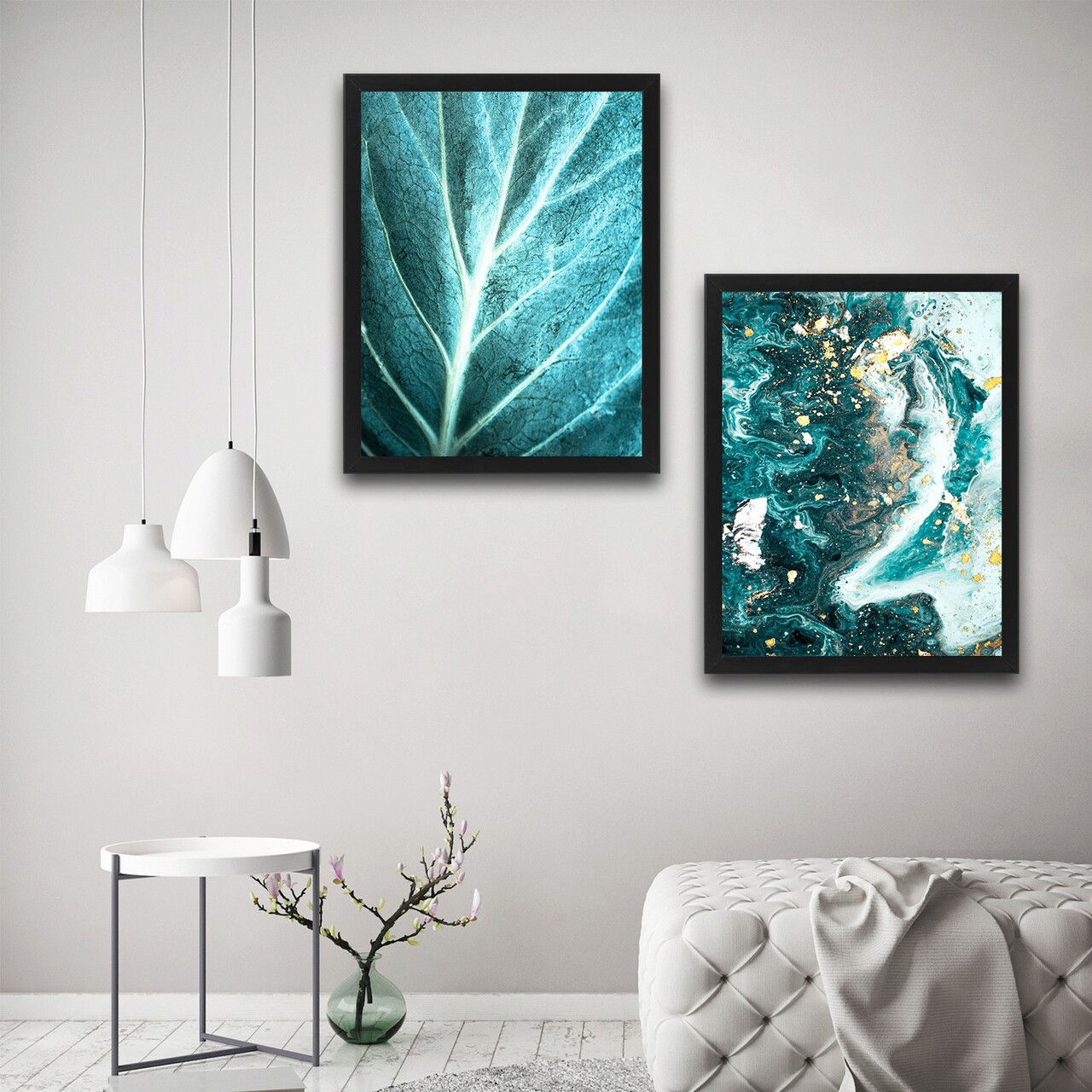 Set 2 tablouri decorative, Turquoise Set, PAL, Hartie, Multicolor