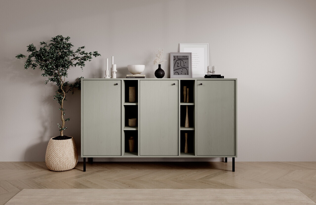 Comoda ADRK, Tili 3D 6P, 157.7x40.8x95 cm, PAL laminat, verde eucalipt