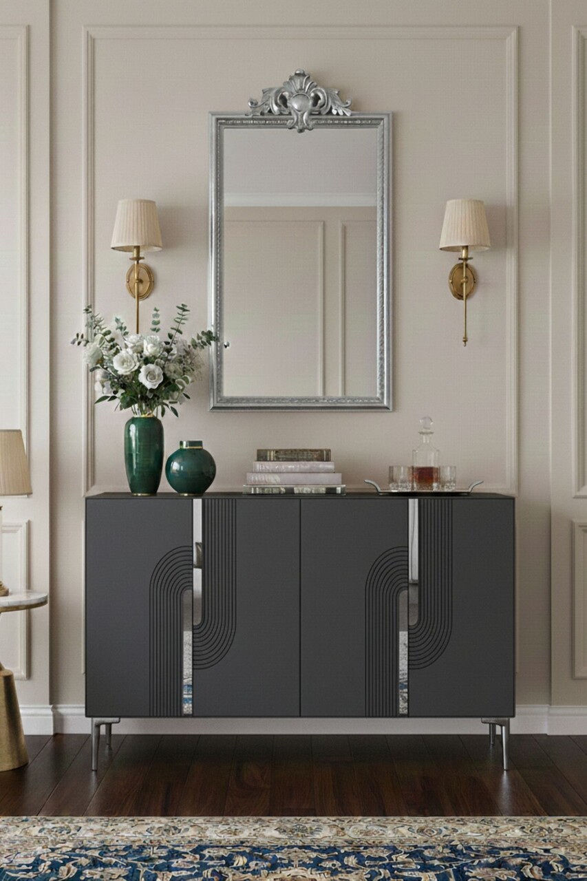 Consola, Hanah Home, Meyra 120, 120x75x32 cm, Antracit / Argintiu - view 3