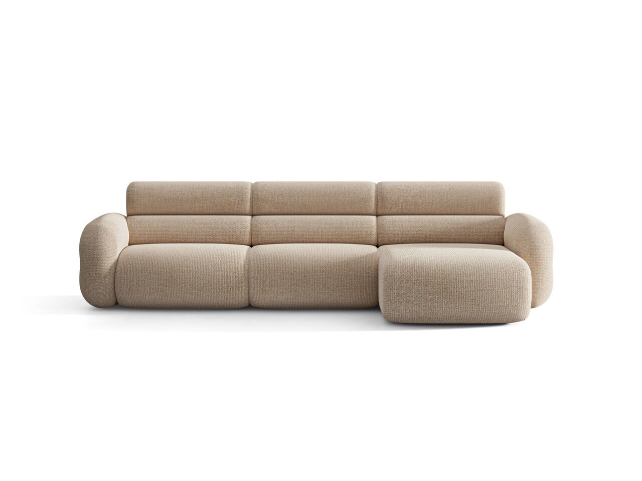 Coltar dreapta 4 locuri, Neo, Micadoni Home, 305x165x83 cm, tesatura Chenille Silencio, bej sand