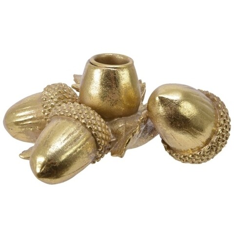 Poza Suport pentru lumanare Acorns, Decoris, 6.5x16x13 cm, poliamida, auriu