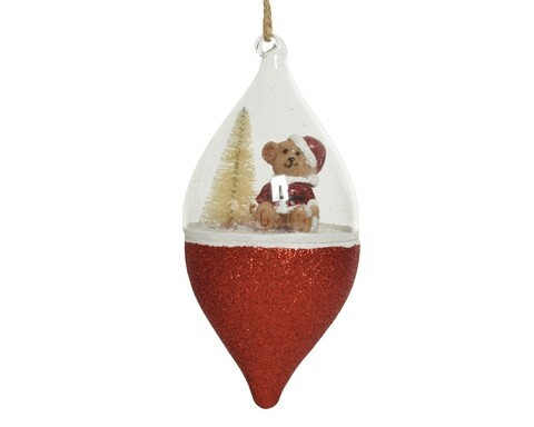 Glob Bear w tree inside, Decoris, 7.2x15 cm, sticla, multicolor