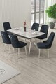 Set masa extensibila si scaune (7 piese), Hanah Home, Nis, Gri / Crom / Antracit