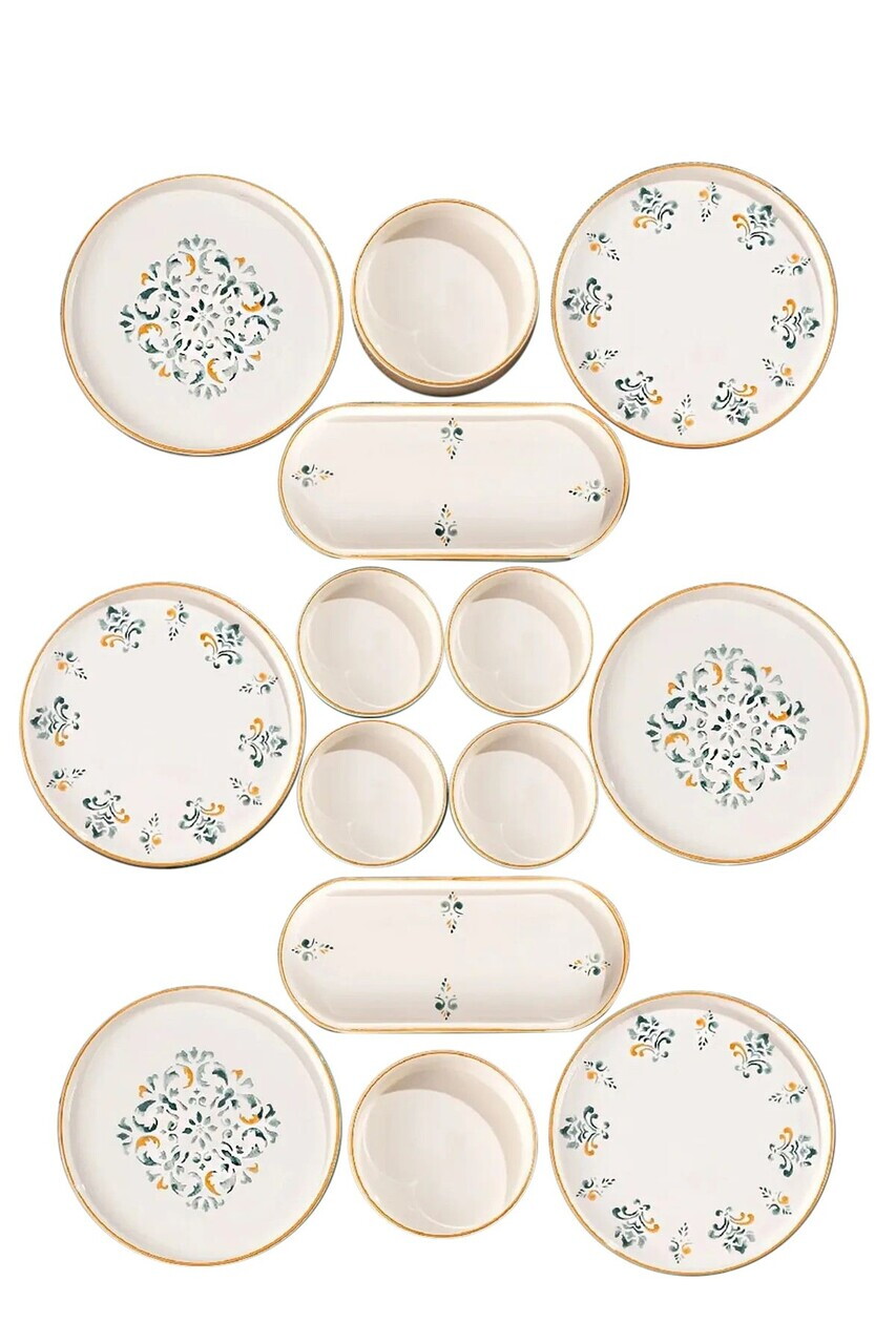 Set de mic dejun, Hermia, 430KSV1365, Ceramica, Platou: 25 x 11 x 3,5 cm (2 bucăți), Multicolor - view 5
