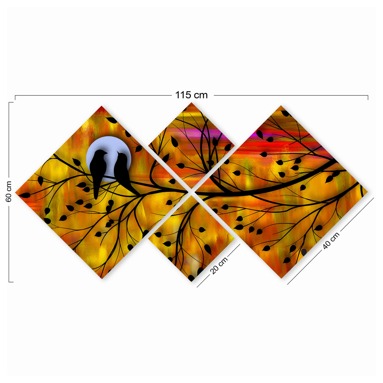 Set 4 tablouri decorative, 4MDF21764481286, MDF, Imprimat UV, Multicolor
