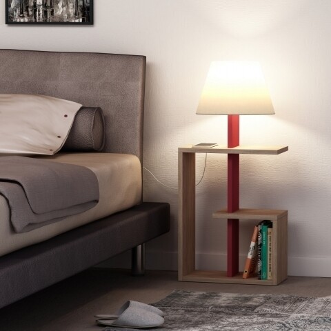 Lampadar Homitis, Saly - Oak, Claret Red, 20x40x86 cm