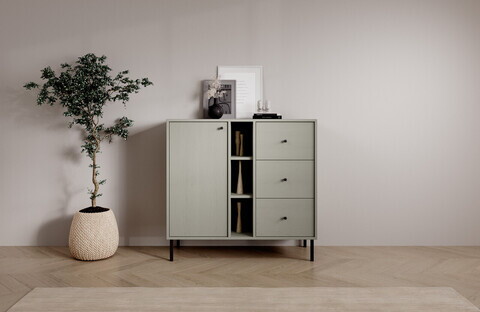 Comoda ADRK, Tili 1D 3S 3P, 100.2x40.8x95 cm, PAL laminat, verde eucalipt