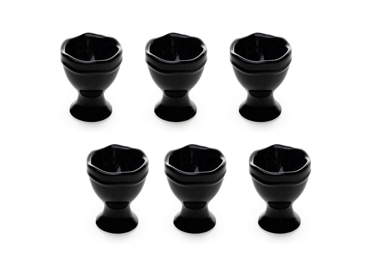 Set suporturi pentru ou, Keramika, 275KRM1313, Ceramica , Nu absoarbe apa, Negru - 1 | YEO