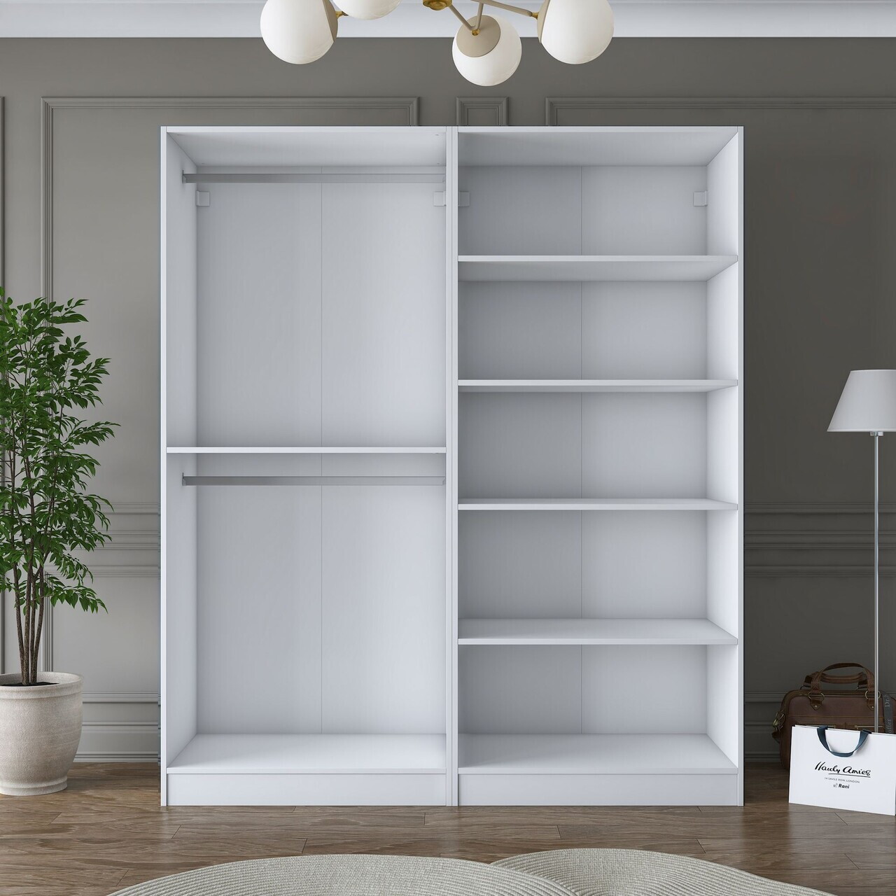 Dulap pentru haine, Hanah Home, BA186, 180x210x57.5 cm, PAL melaminat, Alb - view 8