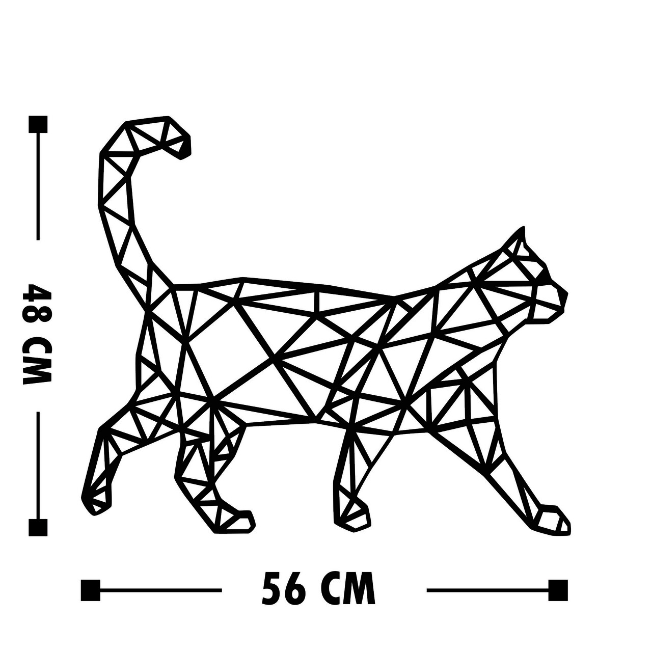 Decoratiune de perete, Kedi 5, Lemn, Dimensiune: 56 x 48 cm, Negru - 2 | YEO