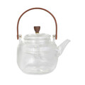 Ceainic Elsie, Homla, 880 ml, sticla/lemn, transparent/maro