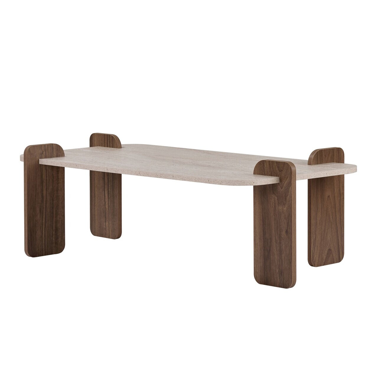 Masuta de cafea, Hanah Home, Renard, 120x35x60 cm, PAL, Travertin / Nuc — imaginea 4