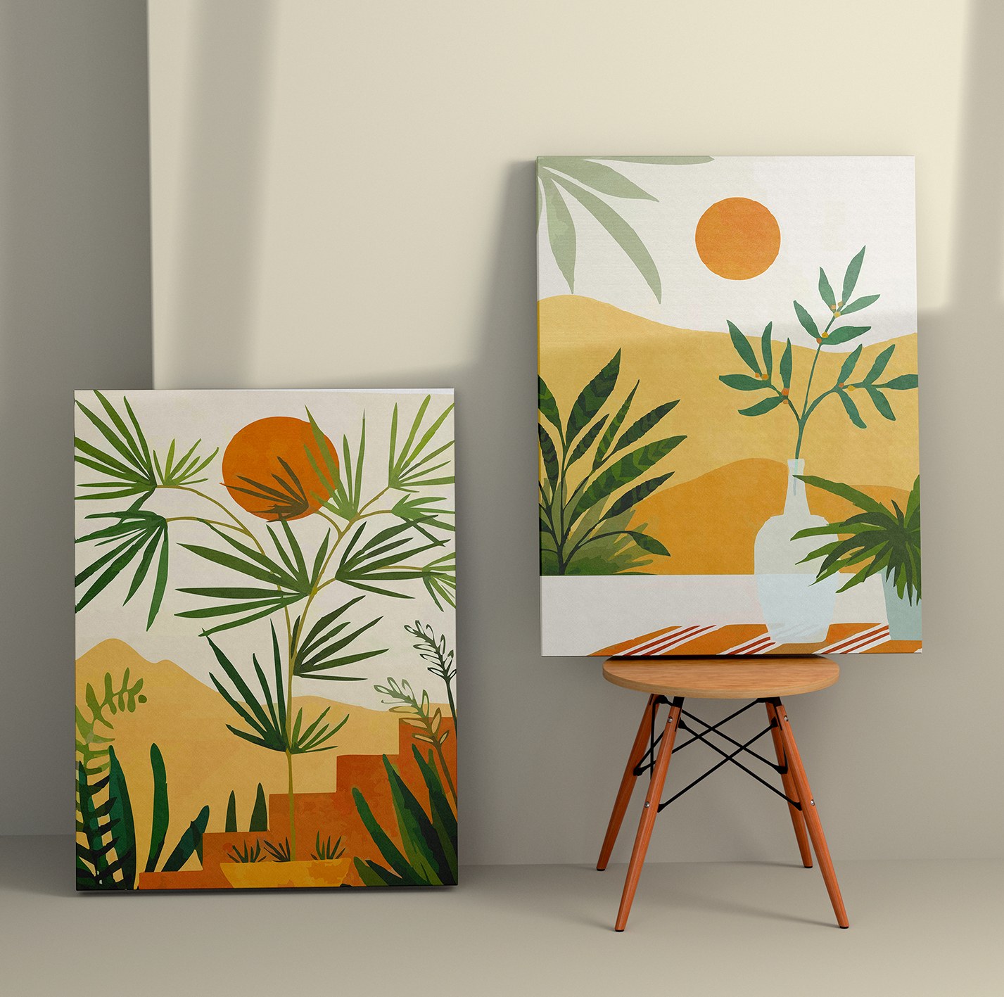 Tablou decorativ, 2KNV4315, Canvas, Lemn, Multicolor