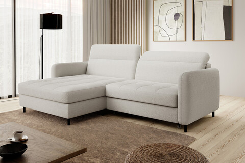Coltar extensibil stanga 3 locuri ELTAP, LT-01ROY, Gomsi, 228x165x100 cm, lemn/poliester, alb