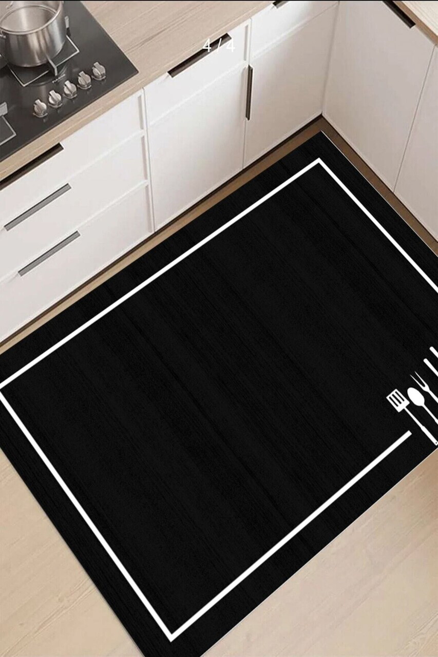 Covor, Mutfak-000087-016, 120x300 cm, Poliester, Negru — imaginea 3