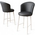 Set scaune  de bar 4 piese, Charlotte, Uras, Metal, Antracit/Alb