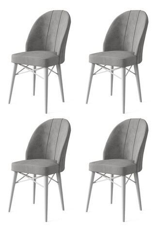 Set de scaune, Charlotte, Ritim, Metal, Gri/Alb