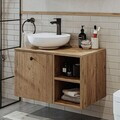 Dulap de baie cu chiuvetă, Hanah Home, 2459, MDF, Maro