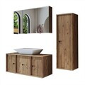 Set Dulap de Baie cu Chiuvetă și Oglindă (3 Piese), Hanah Home, 2557, MDF, Maro