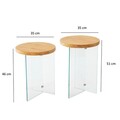 Set masute de cafea, Neostill, Serenity 2, Sticla temperata, Stejar / Transparent